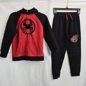 Boys Small 6-7 Marvel Spider-Man Zip up Lined Hoodie And Pants Set Miles Morales